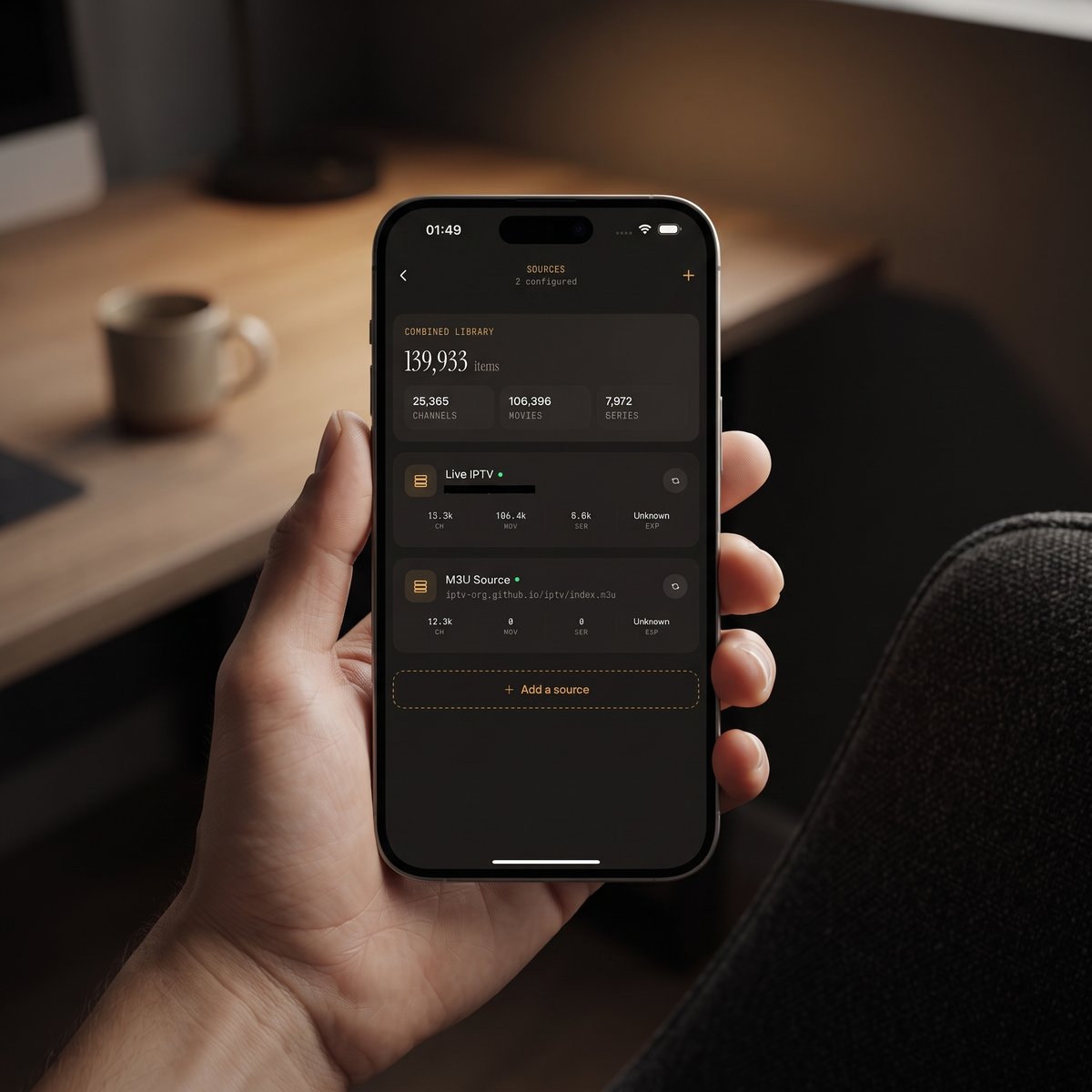 Maximus browsing live TV channels on an Android phone