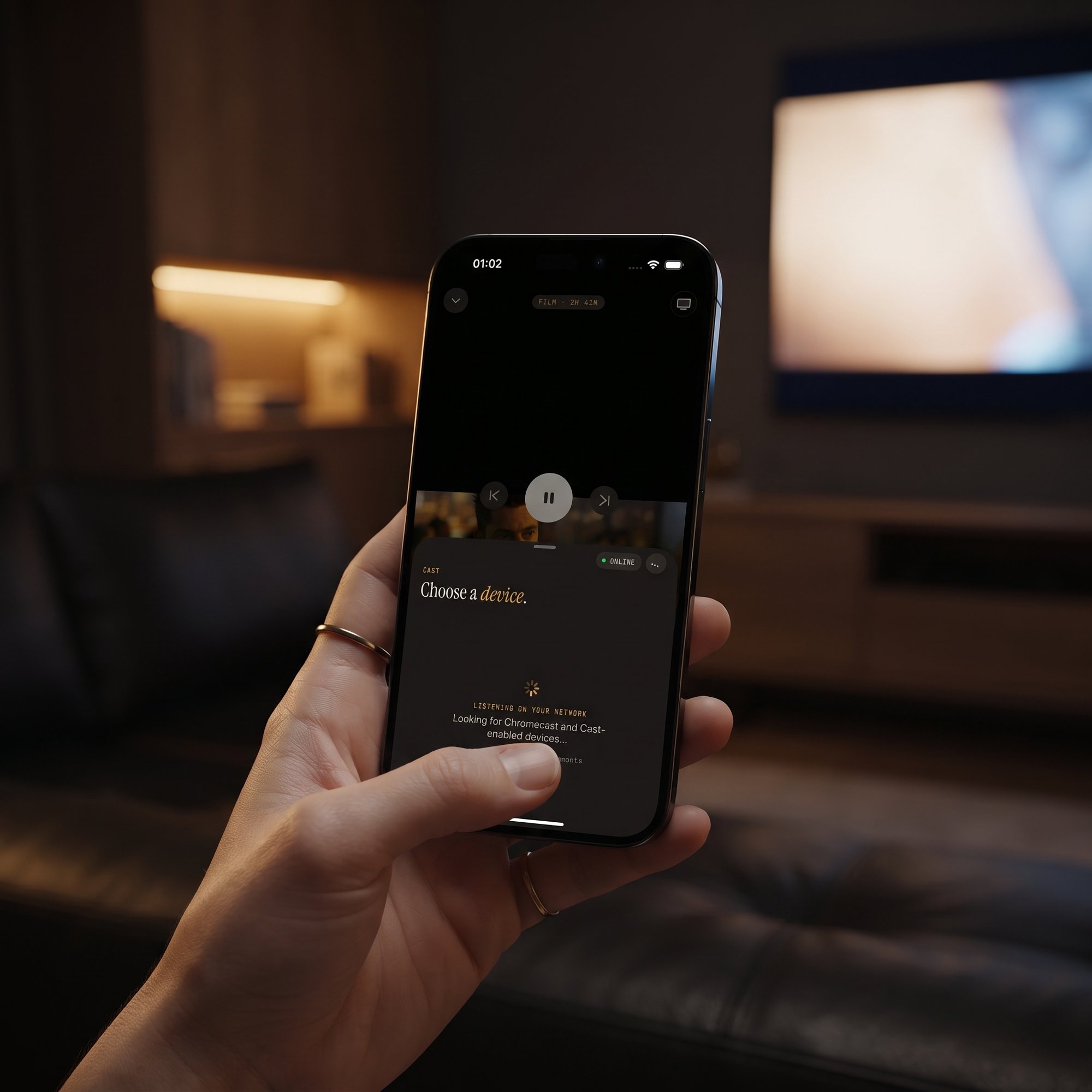Person streaming live TV on a phone over a VPN connection